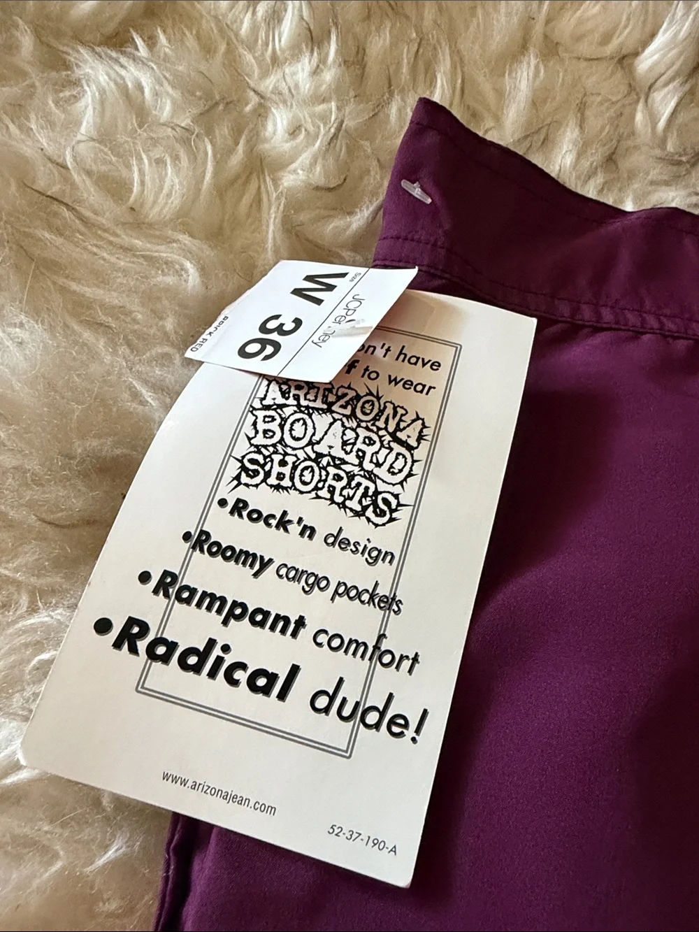 New vtg Arizona Men's Purple Dragon embroidered Print board Swim Shorts 36 Y2K